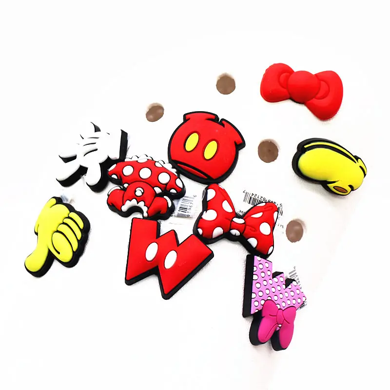 Original Cartoon PVC Shoe Buckle Charms DIY Mickey and Minnie Garden Shoes  Upper Decorations Accessories Croc Jibz Fit Kids Gift