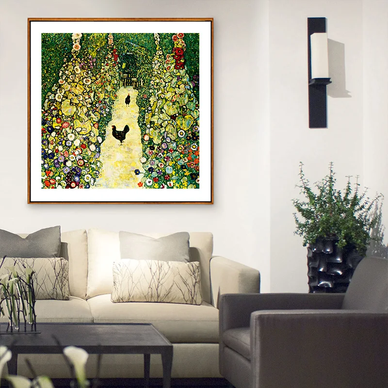 Gustav Klimt искусство Двор Пейзаж Классическая масляная живопись холст печать