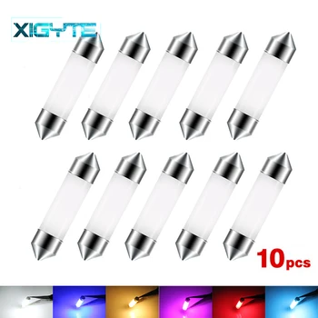 

10pcs 31mm 36mm 39mm 41mm Super Bright COB LED Festoon Car Lights 12V Auto Interior Reading Dome Lamp Pure White ice blue red