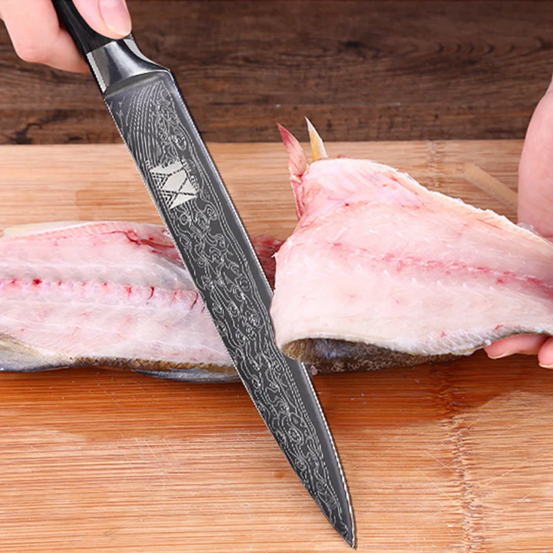 XYJ набор кухонных ножей из нержавеющей стали 6 шт. 3," 5" " 8" Фруктовый нож Santoku для нарезки шеф-повара инструменты для приготовления пищи аксессуары
