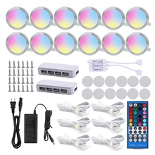 AIBOO Cabinet light LED RGBW/RGBWW 4/5/6/8/10/12 Lamps Linkable Under Counter lighting with remote for Kitchen wardrobe