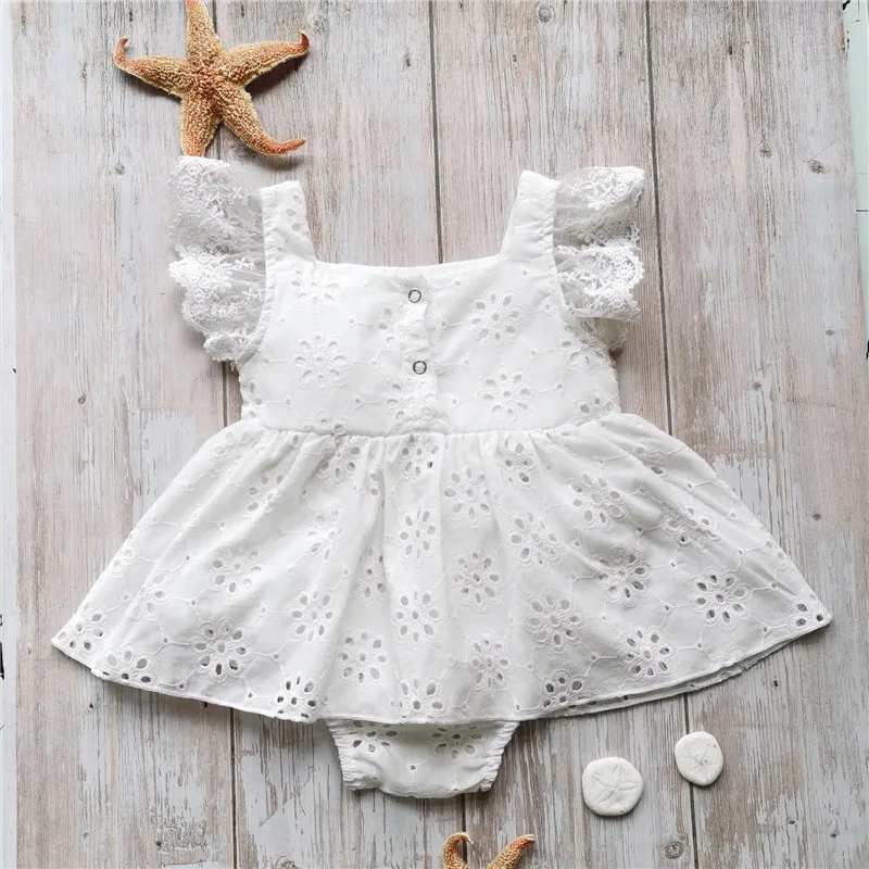 

Lace Floral Hollow Jumpsuits Playsuits Baby Sunsuits Clothes Summer Flower Baby Girls Ruffles Romper Dress Infant Newborn Baby