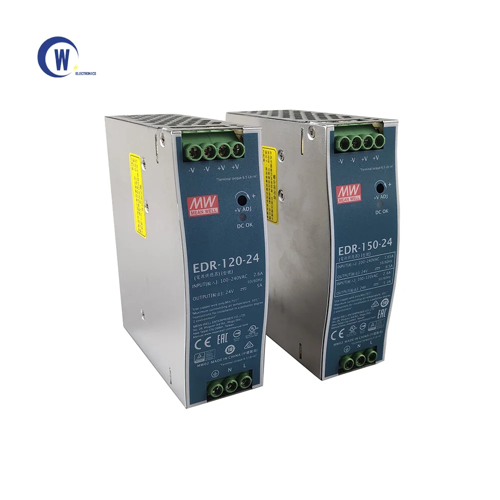 CNC-오리지널 MEAN WELL 딘 레일 스위칭 전원 공급 장치, AC 110V/220V to DC 24V 120W 150W MW 스위칭 전원 공급 장치  Best5