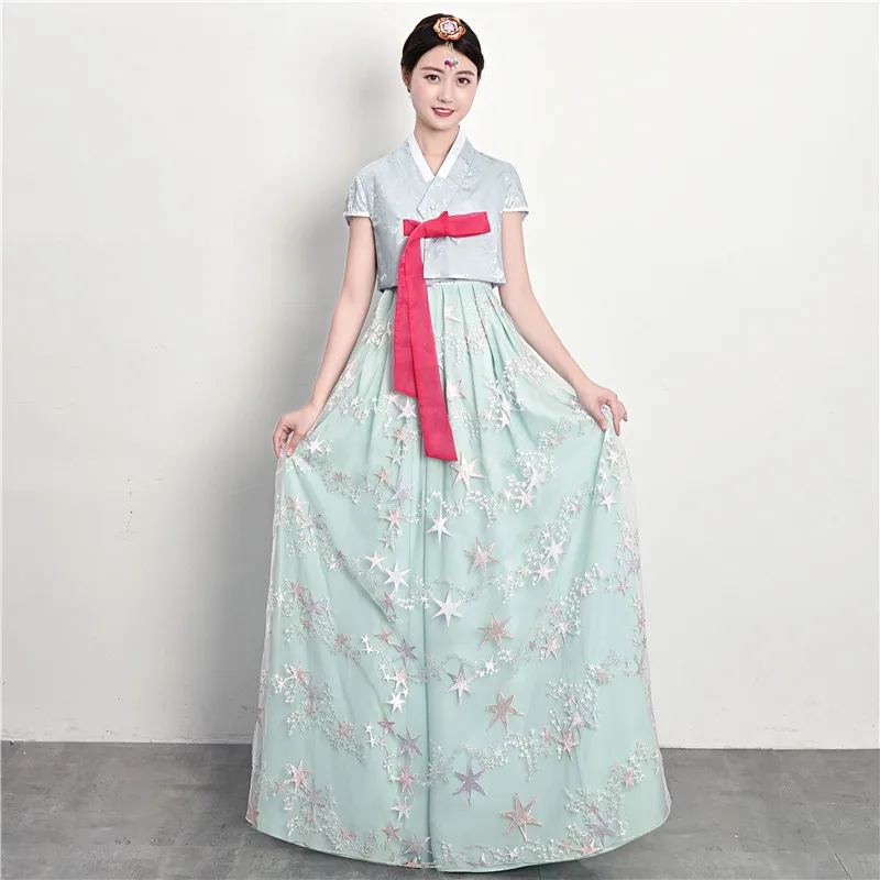 Традиционный корейский Костюм-ханбок летнее женское корейское народное танцевальный сценический костюм корейские традиционные винтажные вечерние костюмы - Цвет: style 11
