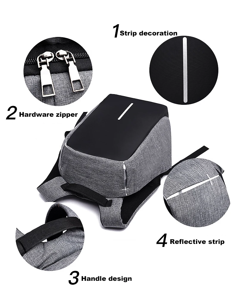 Anti-theft Backpack Bag 15.6 Inch Laptop Men Backpack Waterproof Business USB Charger Rucksack Travel Backbag School Backpack