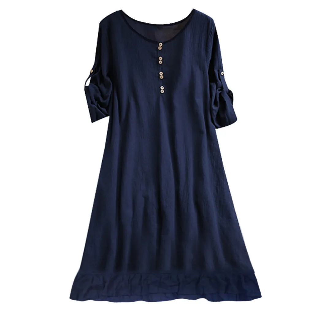 Женское платье vestidos de verano vestido ropa mujer, платья vestidos mujer robe, повседневное однотонное M-5XL с рукавом до локтя, Z4