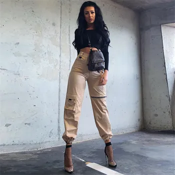 

Fall 2019 foreign trade popular women's new high waist zipper casual pants women's overalls hip hop women's pants