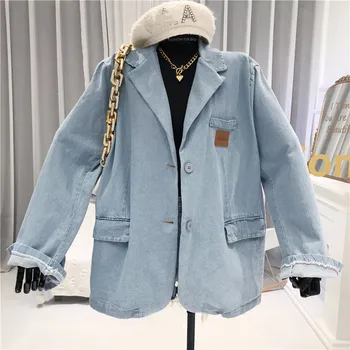 

Vintage Blue Denim Suit Jacket Women's Autumn 2020 New Korean Fashion Versatile Loose Suit