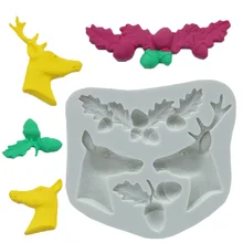 Рождественский лось Рождественский Падуб лист силиконовая форма для выпечки Форма для шоколада Сделай Сам форма для выпечки