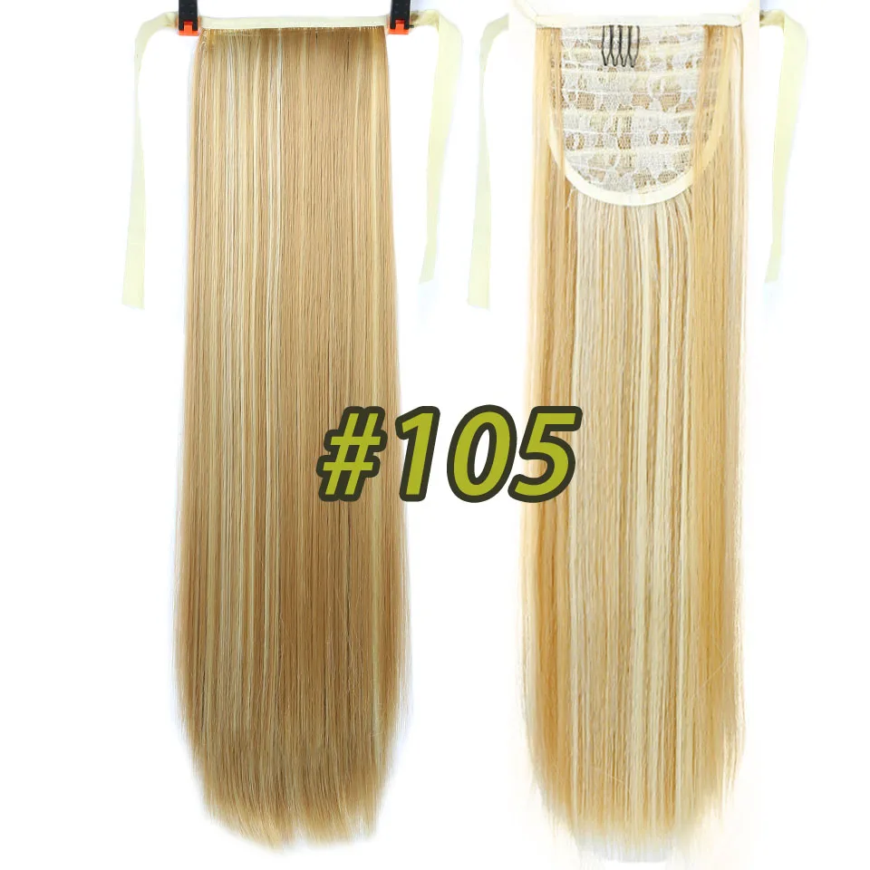 Allaosify, длинные прямые волосы на заколках, искусственные волосы, конский хвост, шиньон с заколками, синтетические волосы, конский хвост, волосы для наращивания, коричневый цвет - Цвет: 137B 105