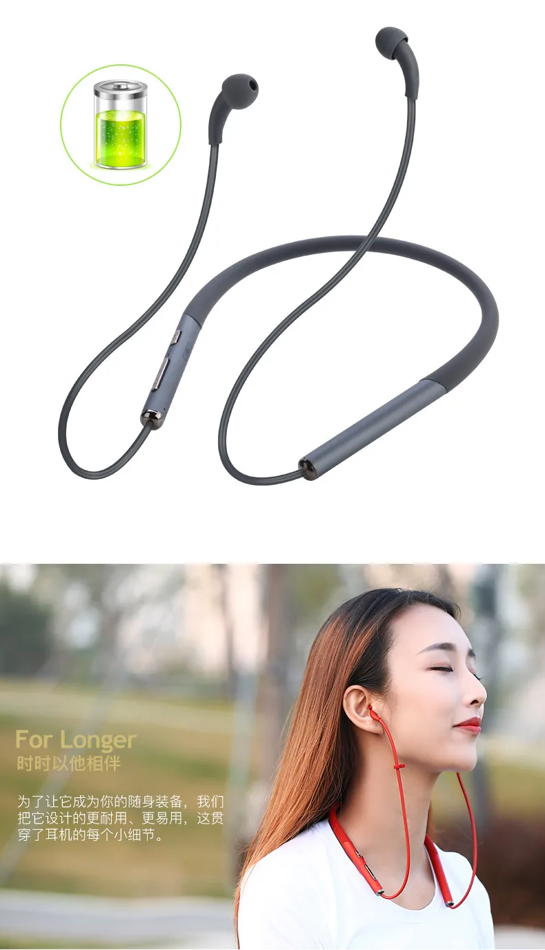 VOBERRY шеи Bluetooth звукопоглощающие наушники Висячие Bluetooth спортивные водонепроницаемые стерео вход гарнитура снижение шума 802#2