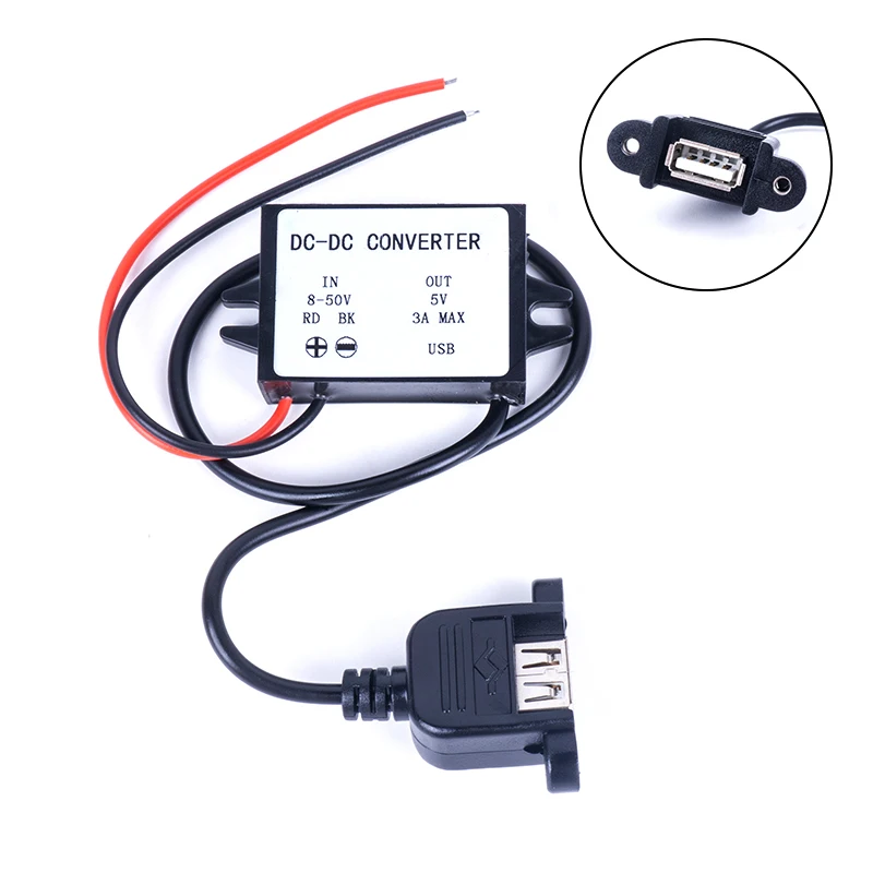Single USB DC преобразователь 12V 24V 36V 48V(8 V-с алюминиевой крышкой, 50В) до 5V 3A модуль ldo понижающего двойной мини USB Micro Напряжение DC Мощность преобразователь питания для автомобиля - Цвет: Single USB