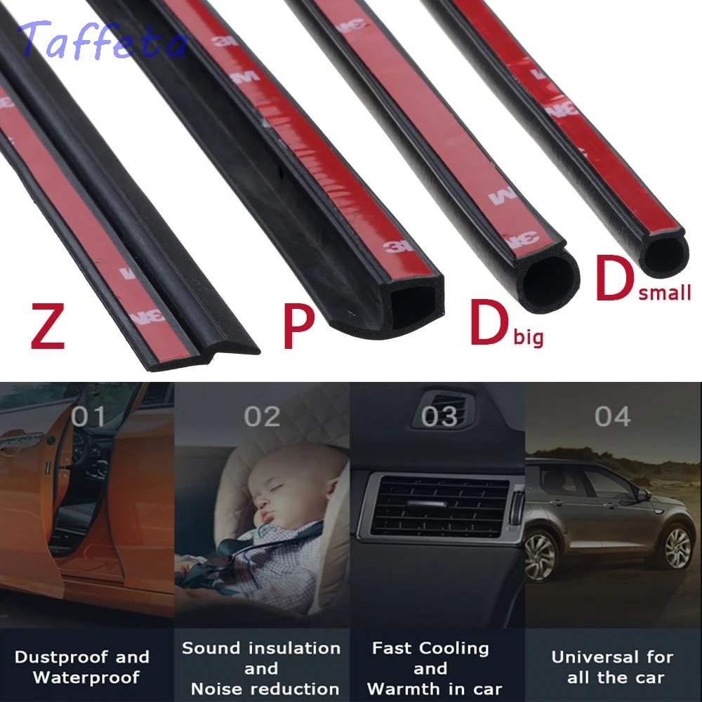 

4 Meters Big D Small D Z Shape P Type 3M Car Door Seal Strip EPDM Noise Insulation Anti-Dust Soundproofing Car Rubber Seal