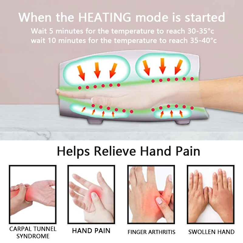 Electric Hand Massager with Air Compression Heat Cordless Palm Finger Massage Machine for Arthritis Finger Numbness Pain Relieve 6