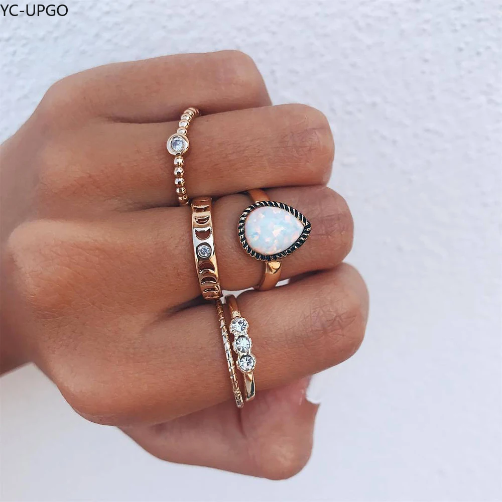 Женское кольцо в стиле бохо с белым камнем | Украшения и аксессуары