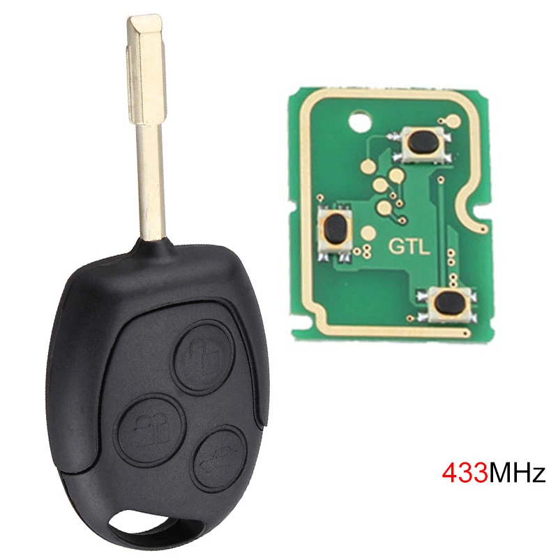 433 MHZ 3 Buttons Car  Remote Entry Key Fob Replacement with Chip for Ford Mondeo Fiesta Focus KA Transit K2  2002-2012 433mhz 3 buttons flip remote car key with pcf7946 chip keyless entry transmitter auto key for vauxhall opel vectra signum auto