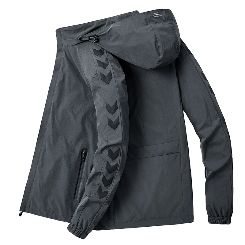 

Hooded Fleece Jackets Men Sportswear Windproof men Bomber Jacket outwear Four-way stretch military jacket male clothing