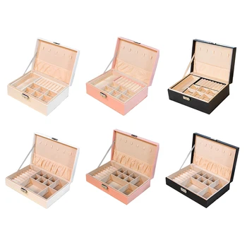 

PU Leather Jewelry Display Box Storage Womens Earrings Holder Case