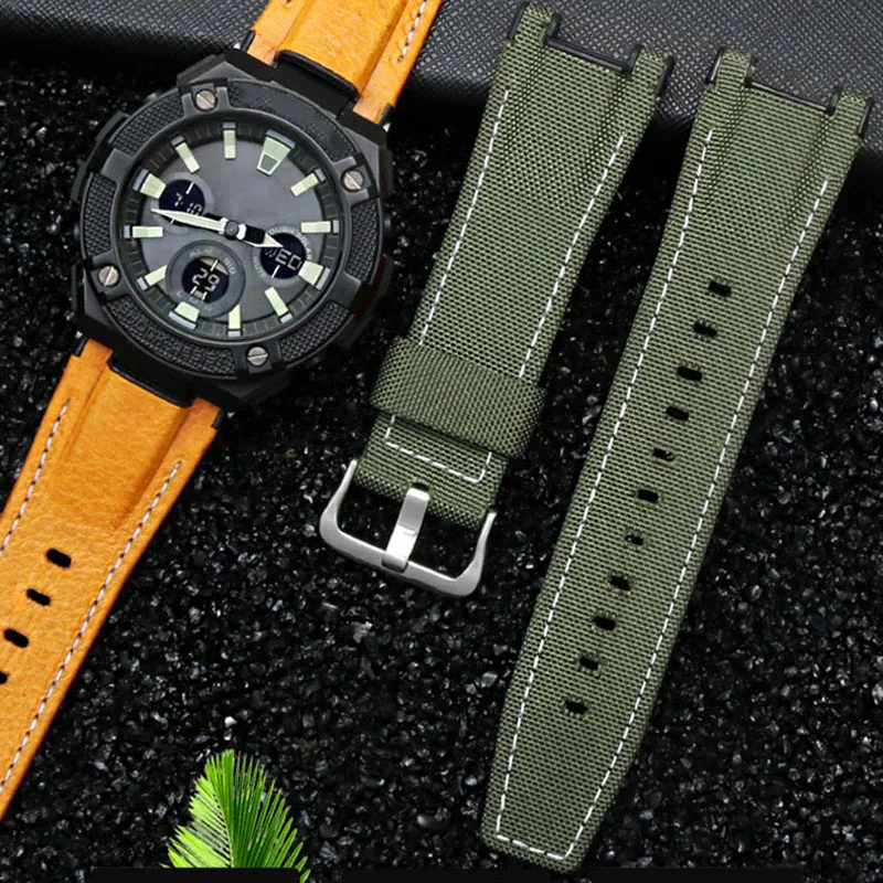 

Watch Band Nylon Strap for G-SHOCK MTG-B1000 D-B1000B-1A Wristband Bracelet Genuine Leather Man 26*13mm