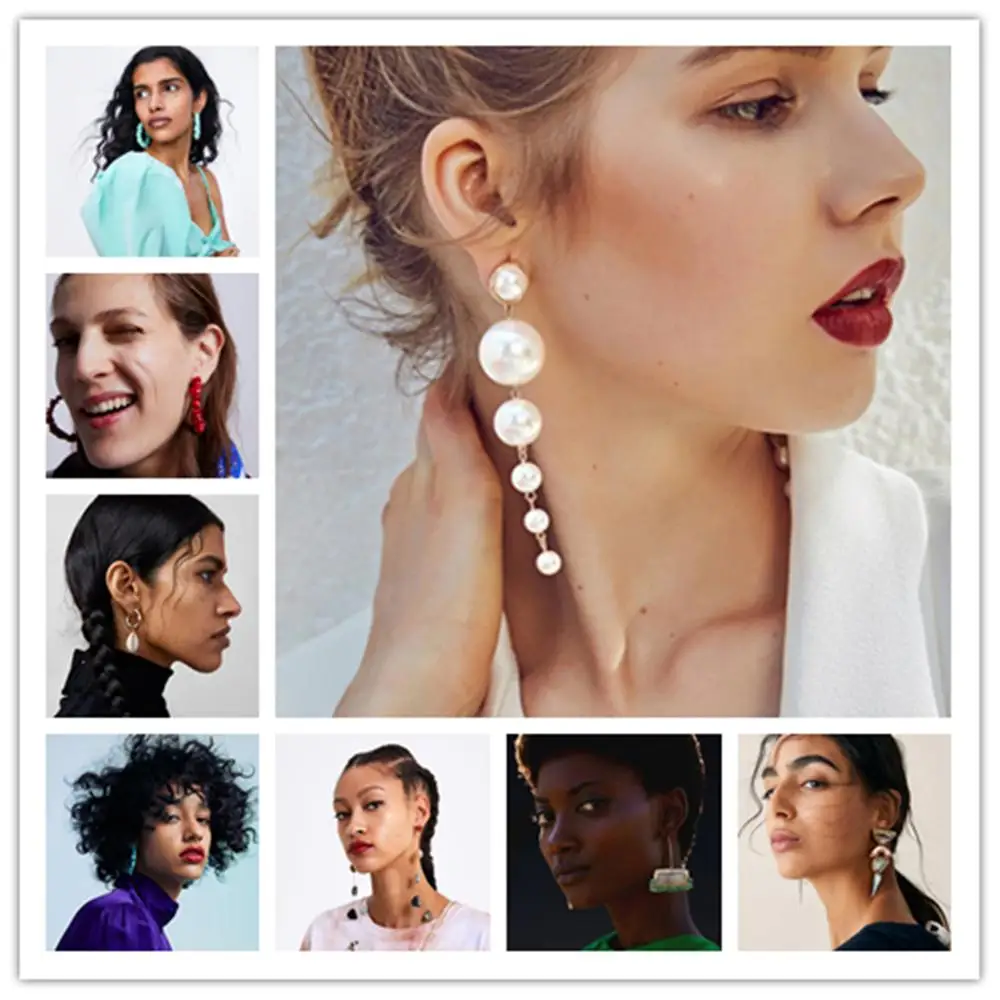 

Classic Simulated Pearl Long Earrings Ethnic Statement Shell Earrings for Women Fashion Resin Ear Rings Jewelry Gift Wholesale