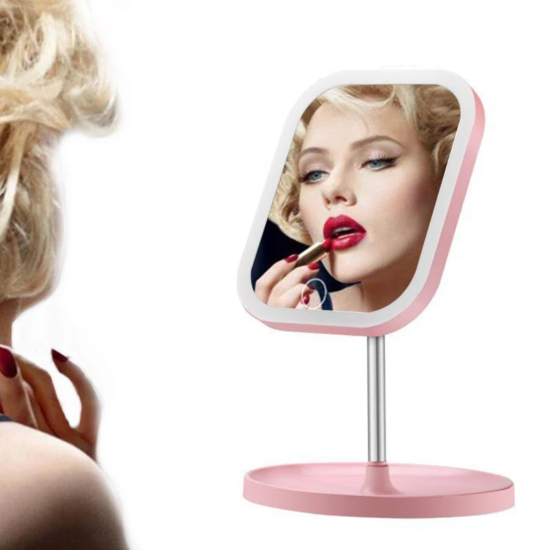  Rechargeable LED Makeup Mirror With 3 Modes Natural White LED Daylight Storage Base Professional Va