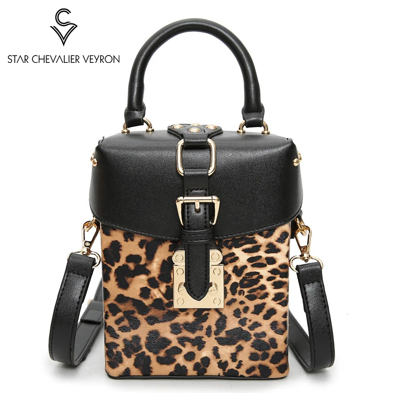 

SCV 2020 INS Hot Fashion Women Leopard Rivet Handbag Popular Female Exquisite Shoulder Bags Mini Box Ladies Travel Hanbags Bolsa
