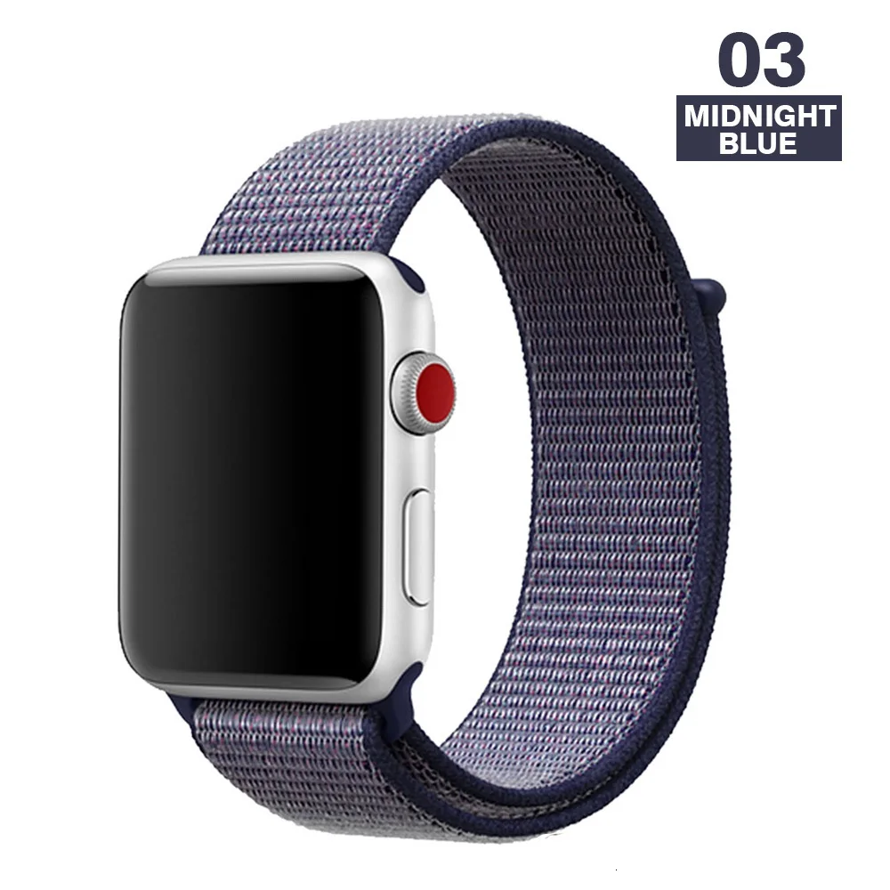 Midnight blue Спортивный ремешок для Apple Watch 42 мм 38 мм ремешок для часов 4 44 мм 40 мм Iwatch Серия 3 2 1 нейлоновый браслет дышащие аксессуары - Цвет ремешка: Midnight blue