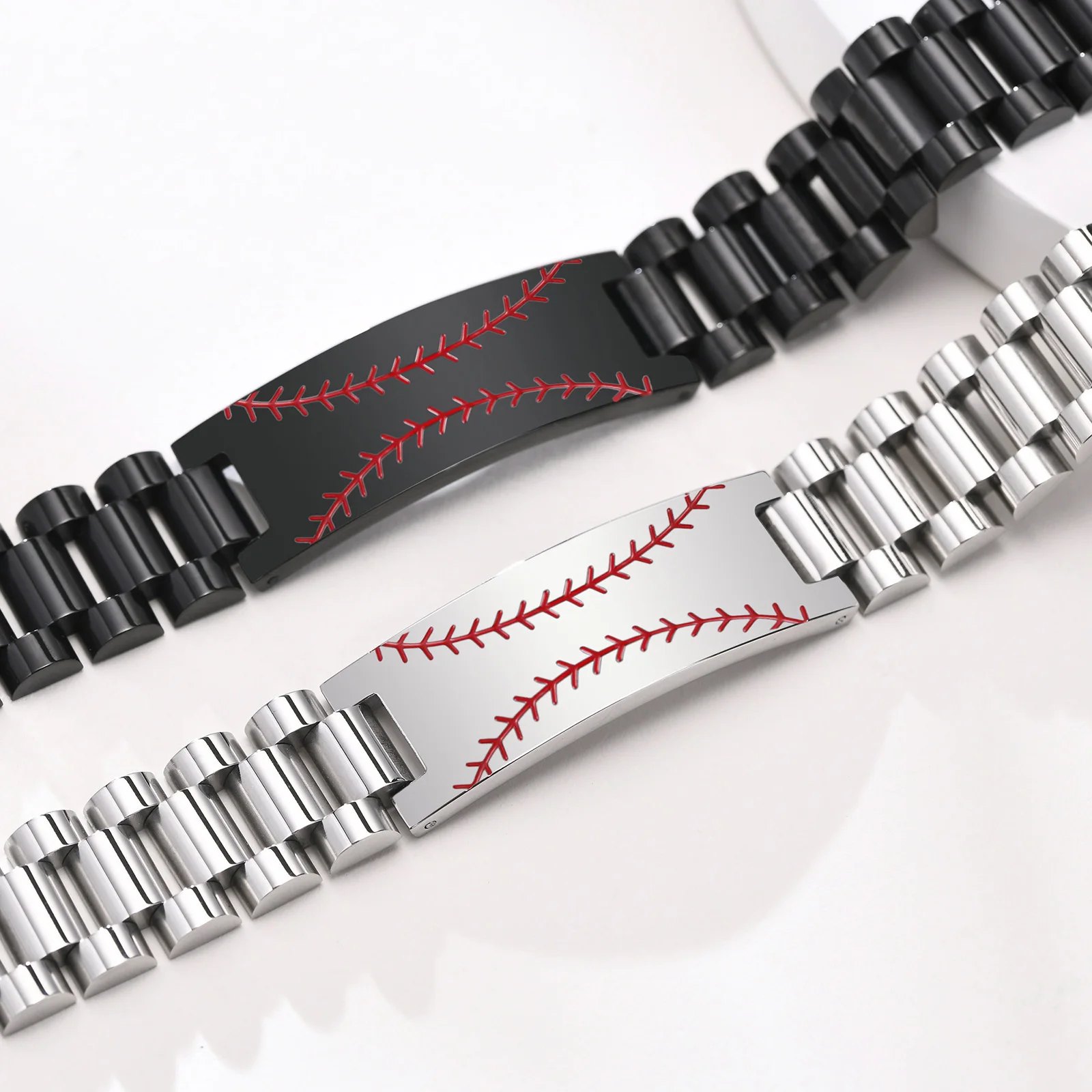 Men Bracelet,Stainless Steel Wristband,Baseball Watches Band Bracelets for Man Jewelry