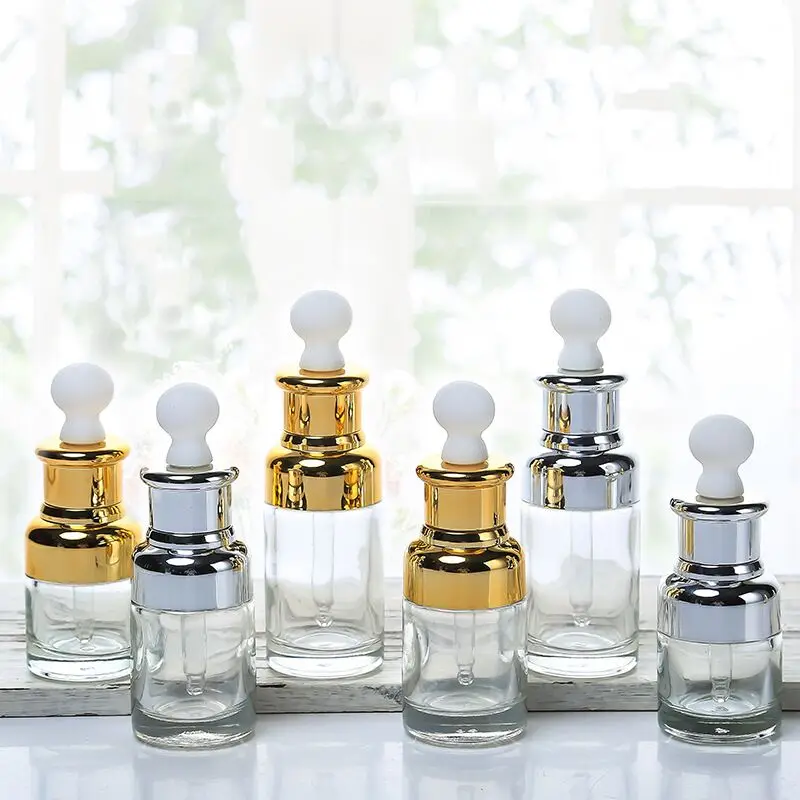 100pcs 20-50ML 유리 아로마 테라피 액체 스포이드 병 에센셜 오일 향수 병 빈 용기 여행용 리필 병