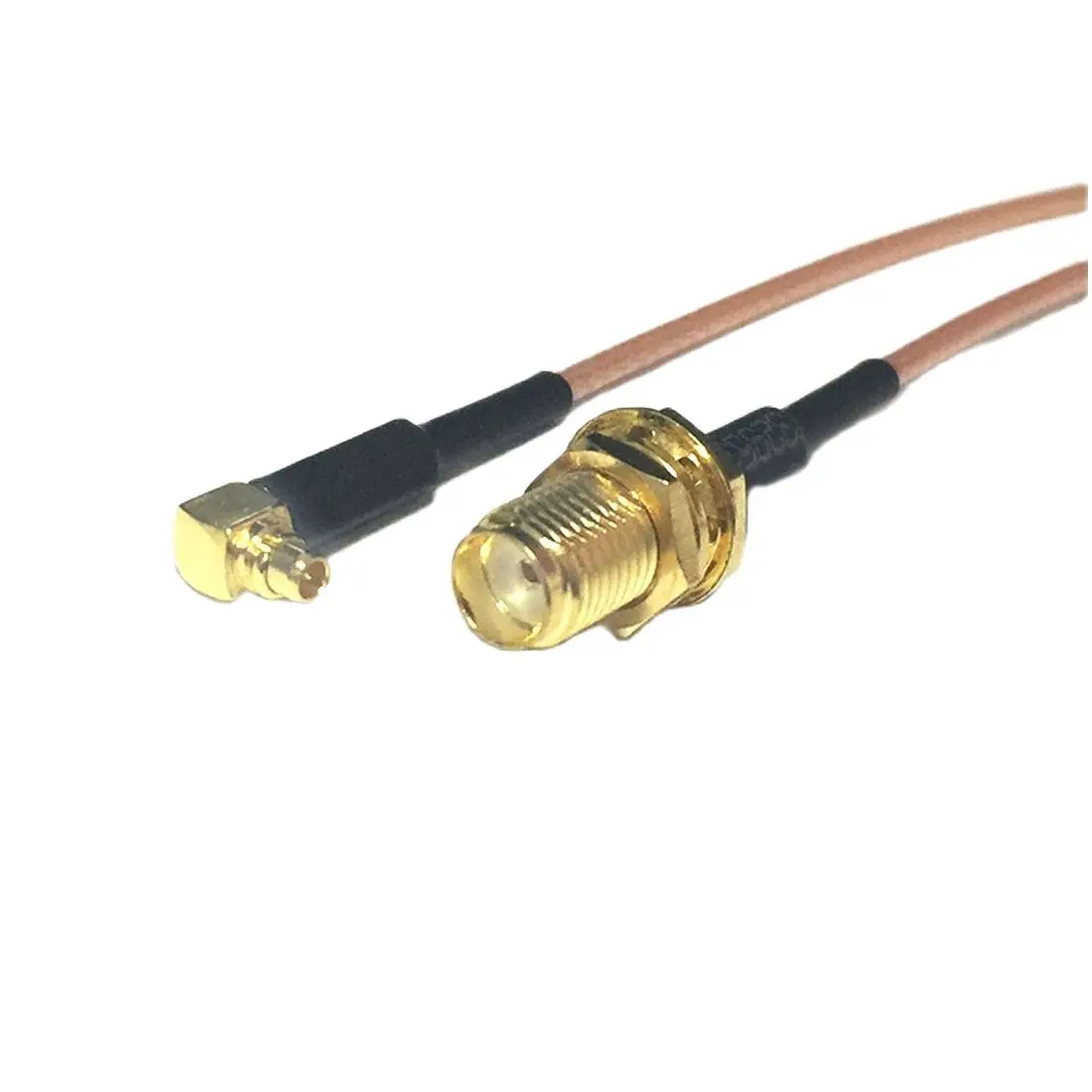 Extensión de antena WiFI SMA hembra, Conector de tuerca a enchufe macho MMCX, adaptador de Cable Pigtail de ángulo recto RG174 RG178 RG316