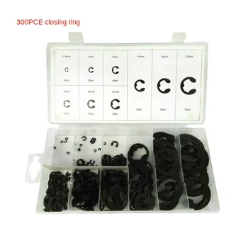 Preise 300 Teile/satz Schwarz 3mm-22mm E-ring Großhandel Metall E Clip Scheibe Sortiment Kit Sicherungsring Halte Ringe Für Welle Verschluss
