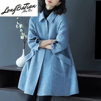 

Wool Double Side Coat Autumn Winter Woolen Coats and Jackets Women Korean Long Jacket Chaqueta Mujer MY3207