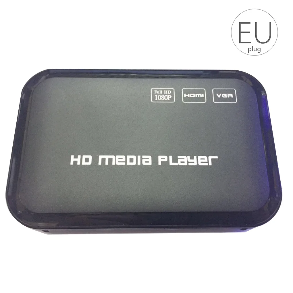 EU Plug Full HD 1080P медиаплеер центр Мульти Медиа Видео плеер HD SD SDHC MMC карты пульт дистанционного управления с USB - Цвет: EU Plug