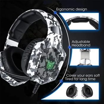 

CARPRIE Gaming Headset Casque Deep Bass Stereo Game Headphone with Microphone LED Light for PS4 Phone Laptop PC Gamer