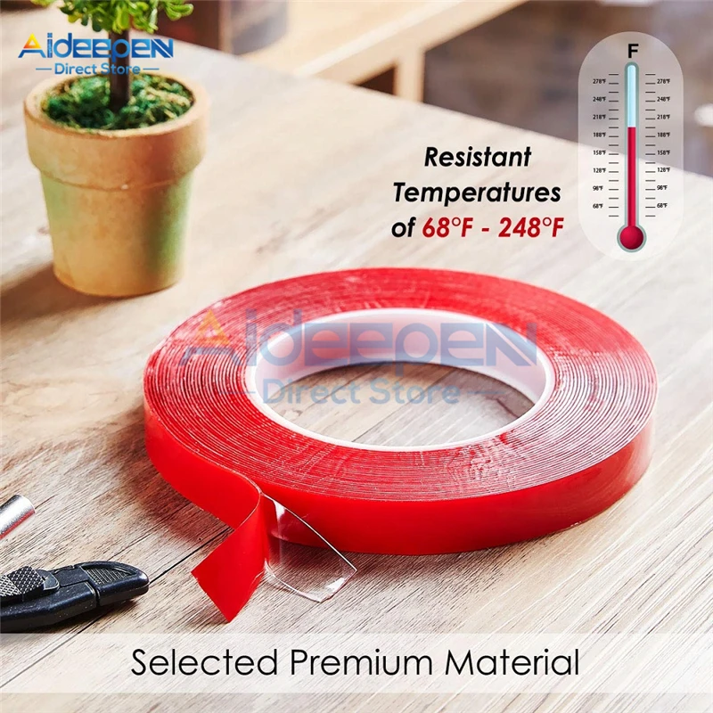 

3M Strong Acrylic Foam Double-Sided Adhesive Glue Tape 1mm*10/15/18/20/25/28/30/40/50mm Red Super Sticky Tape For PCB Phone