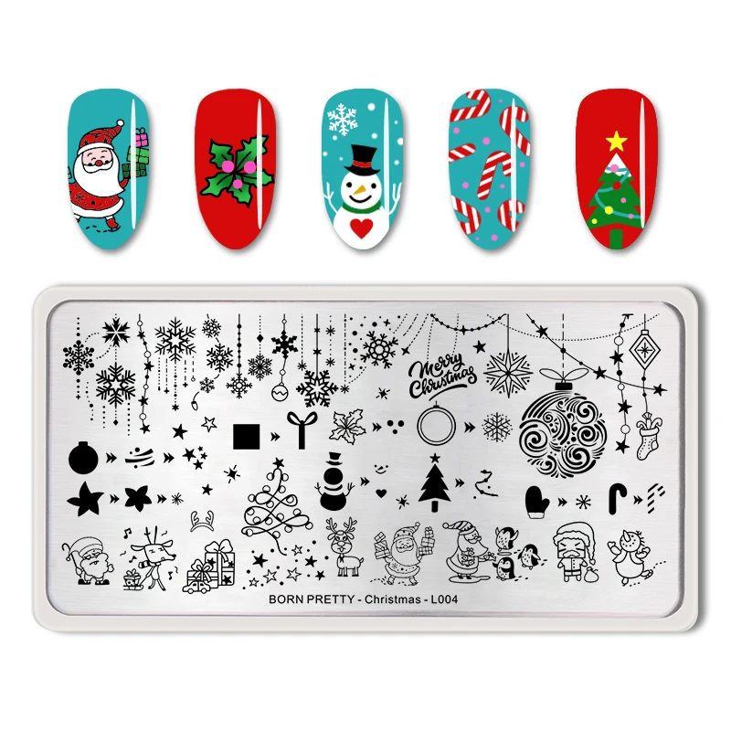 Christmas Nail Stamping Plates Stainless Steel Template Stamp Plate Nail Art Manicure Image DIY Design Tool - Цвет: BP-C-L004