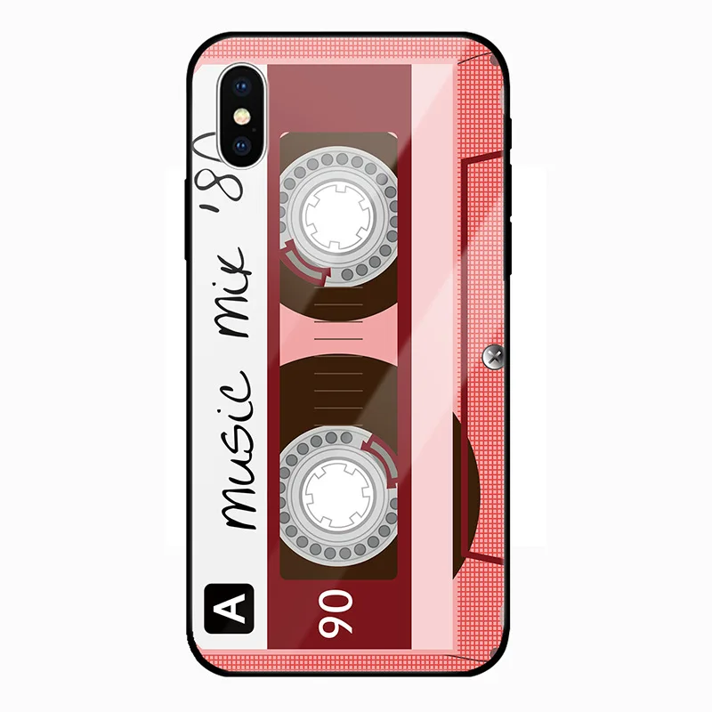 Для iPhone XS Max XR X 8 7 6 6s Plus Классическая аудиолента из закаленного стекла жесткая модная Защитная чехол для iPhone 7 - Цвет: S1174