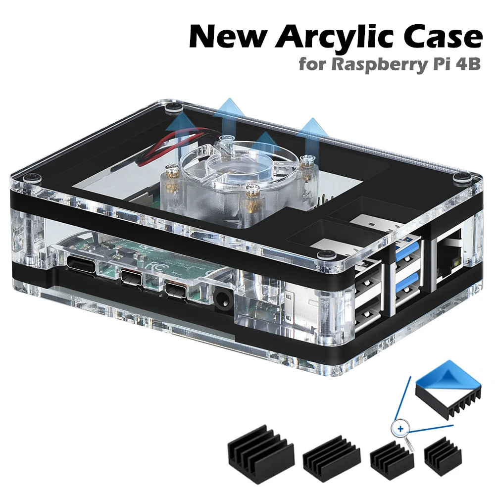 

iUniker Raspberry Pi 4B Case ABS Acrylic Clear-5 Layers with 35mm Cooling Fan Heatsink and Screwdriver for Pi 4 Model B New