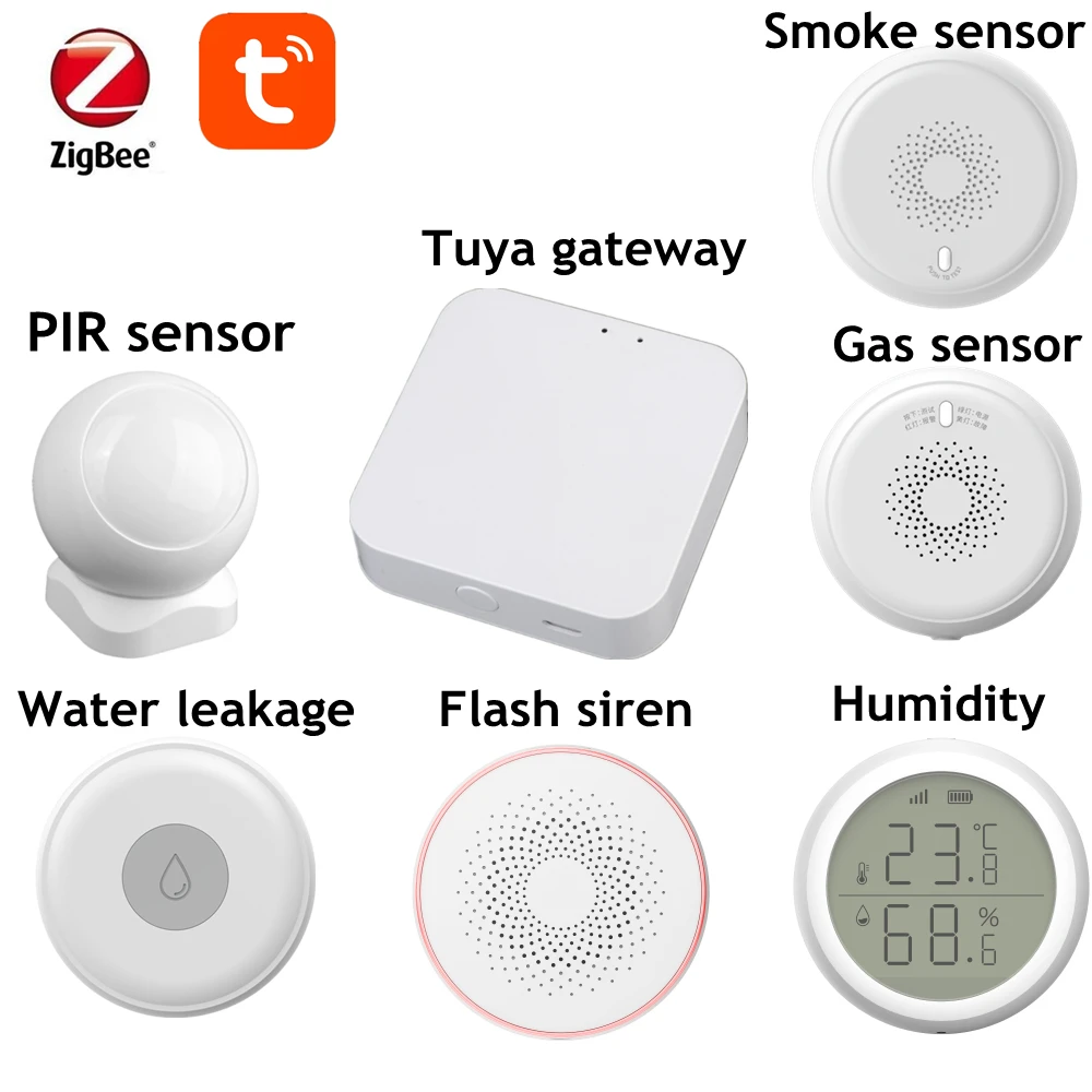 Датчик температуры и влажности Tuya Smart Life Zigbee3.0, детектор дыма с голосовым управлением wi fi переключатель шторки tuya smart life для навес с приводом работает с google assistant и голосовым управлением