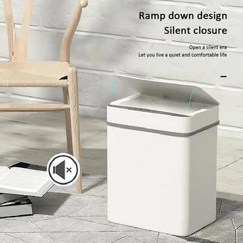 

Home Intelligent Electric Garbage Automatic Trash Can Smart Sensor Waste Bin for Kitchen Bathroom Office 12L White