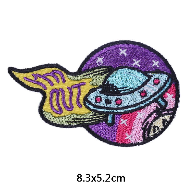 Нашивка С Вышивкой UFO Alien для одежды, крутые наклейки для футболки для мальчиков, декоративная нашивка на спине, термостойкая одежда - Цвет: PE3862CT