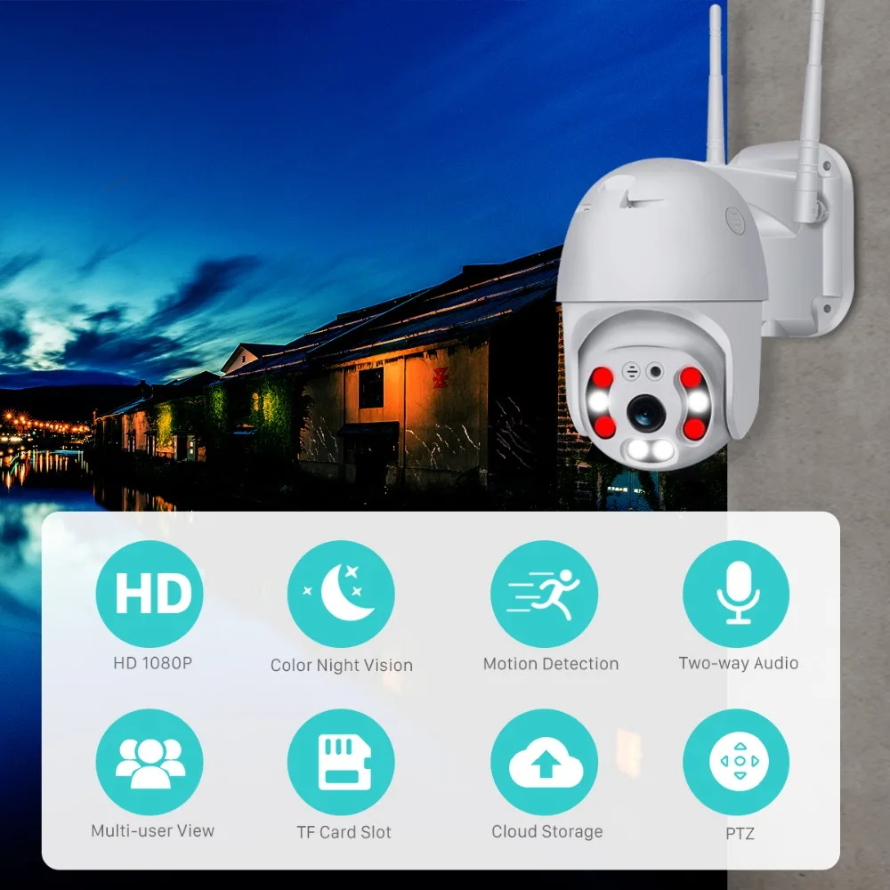 Besder HD 1080P Dual Antanne Wifi PTZ ip-камера, уличная Водонепроницаемая беспроводная ip-камера, 2-мегапиксельная камера безопасности, камера ночного видения, веб-камера iCSee