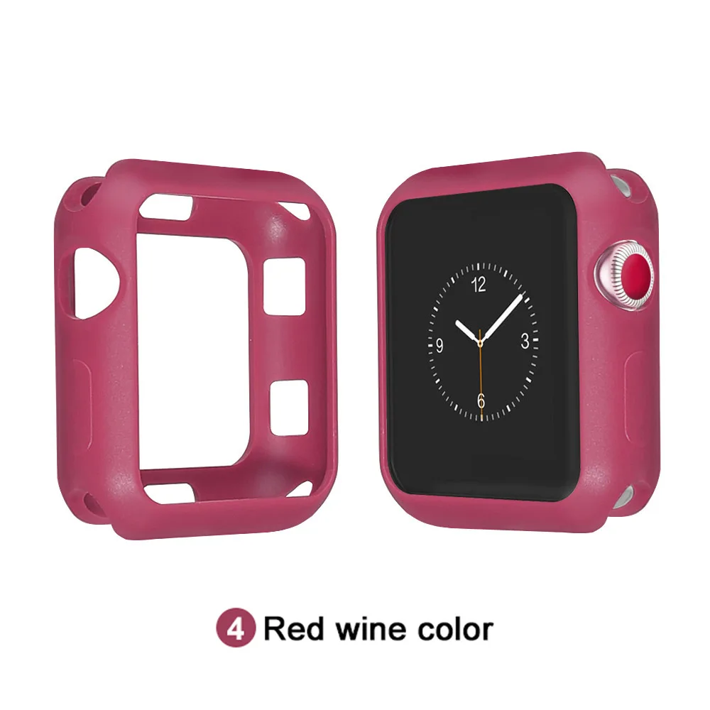 Мягкий силиконовый чехол для Apple Watch 5 4 3 2 1 42 мм 38 мм чехол с полной защитой корпуса для iWatch 5 40 мм 44 мм бампер для часов - Цвет: Wine red