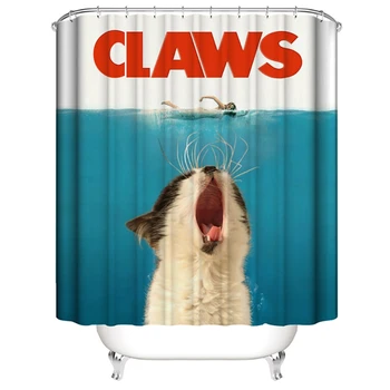 

Lazy Cat Animal Waterproof Fabric Polyester Shower Curtains Printed Bathroom Curtains
