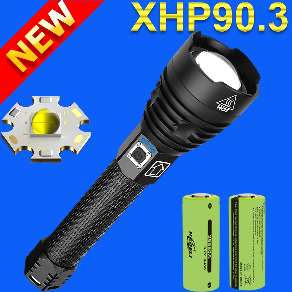 Mais poderoso lanterna led 18650 usb recarregável telescópica tático led tocha xhp90.3 xhp70.2 caça de alta potência flash luz