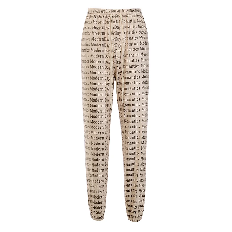 Beige High Street с буквенным принтом женские спортивные штаны джоггеры женские с высокой талией джоггеры Повседневные Спортивные штаны брюки свободные спортивные штаны с завязками - Цвет: Beige