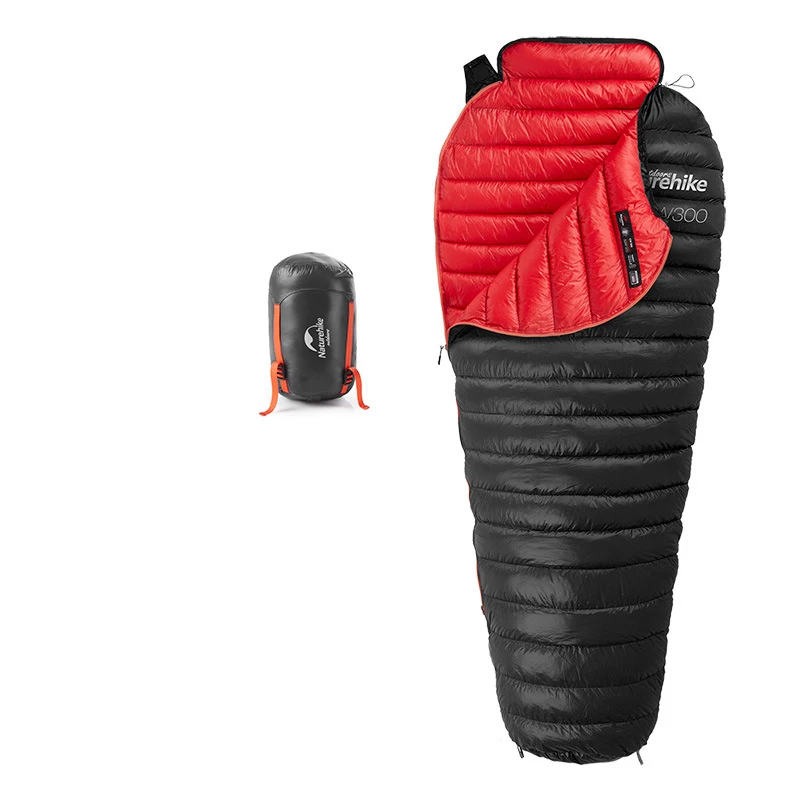 Goose Down Mummy Sleeping Bag Ultralight For Outdoor Camping Backpack Bags Keep Warm Zipper Design 200cm*80cm