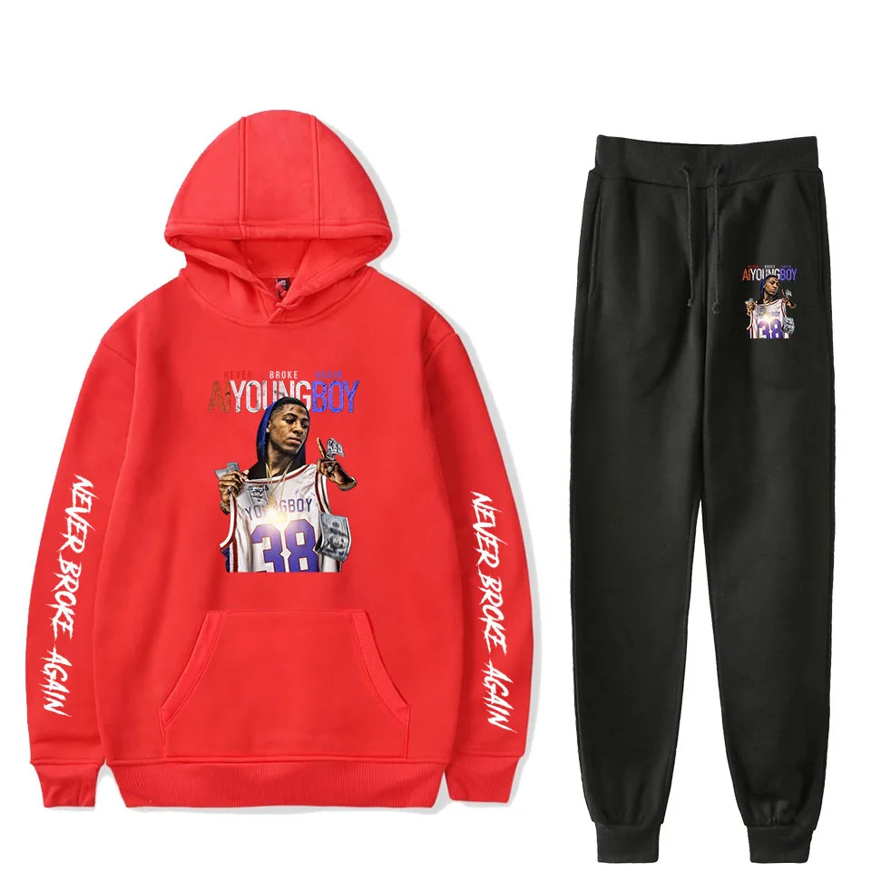 Модный свитер с капюшоном и длинными рукавами для мальчиков и девочек, 2 предмета, Женский/мужской спортивный костюм, толстовки, штаны в стиле хип-хоп