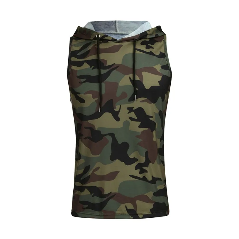 Muscle Mens Vest Gym Sports Sleeveless Hooded Vest Tank Tops Fitness Running Clothes Loose training Tops Vests &3s11 (11)