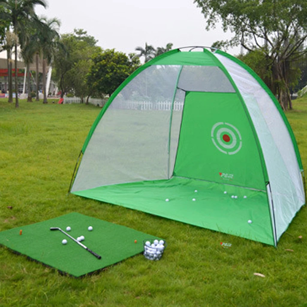 Children Golf Practice Set Putting Mat Chipping Net Carry Bag Included Green